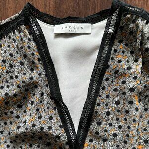 Sandro orange/black floral print dress